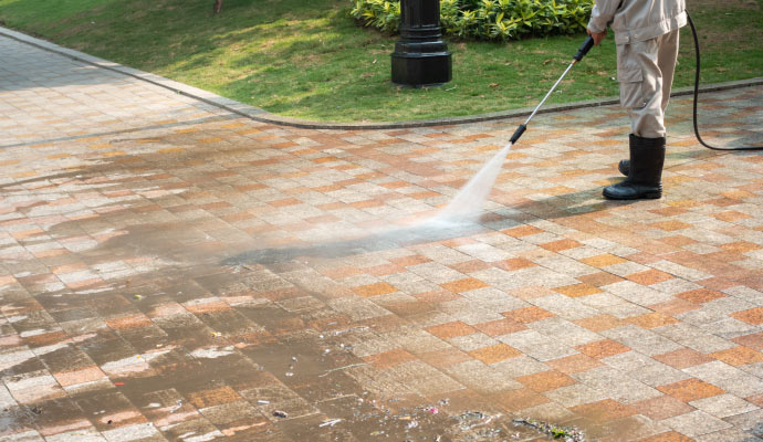 Driveway pressure washing