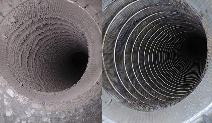 Before and after air duct cleaning