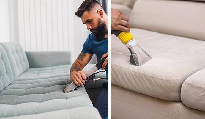Collage of sofa and couch cleaning